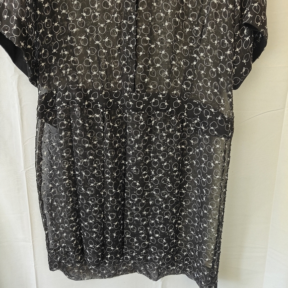 See by Chloe Black Chiffon Mini Mesh Dress Strawberry Size US 8 - Picture 7 of 10